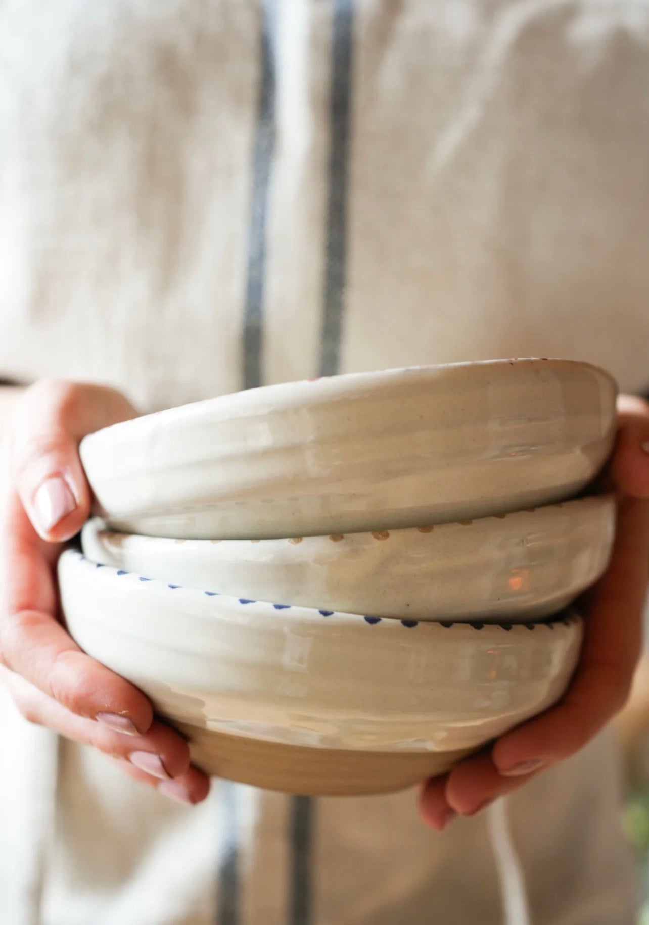 Hand Painted Botanic Snack Bowl - Ink