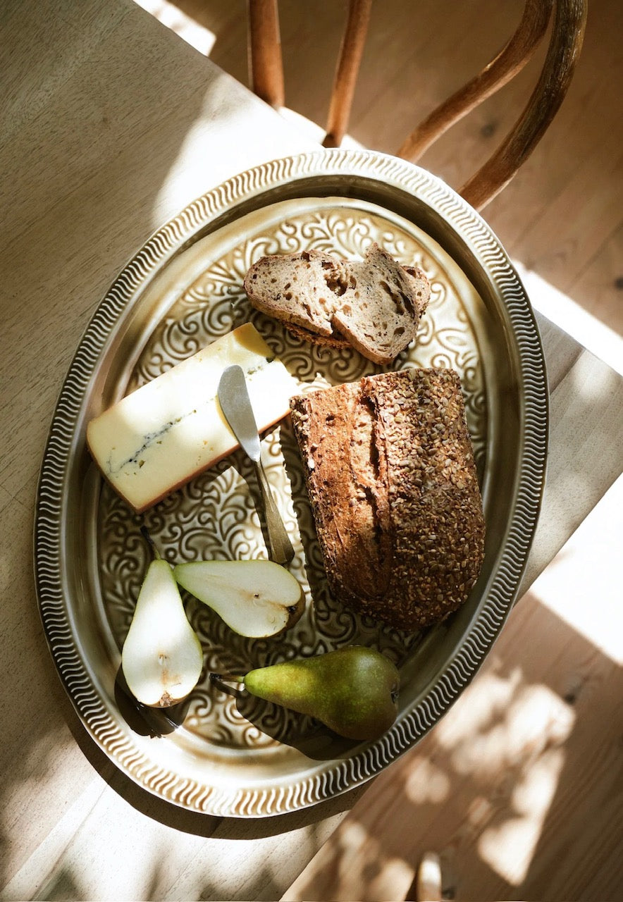 Enamel Platter Oval - Taupe